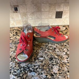 Fly London Women's Red Size 40 US 9‎ Scarlett Red Lace Up Shoes